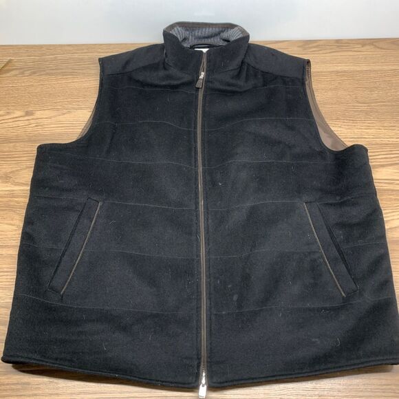 Peter Millar Jackets & Blazers - PETER MILLAR Size XL Crown Fleece Darien Vest Black Soft Wool Cashmere